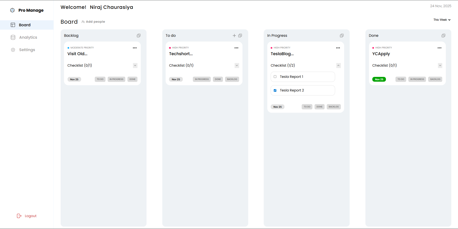 Productivity Task Manager Screenshot
